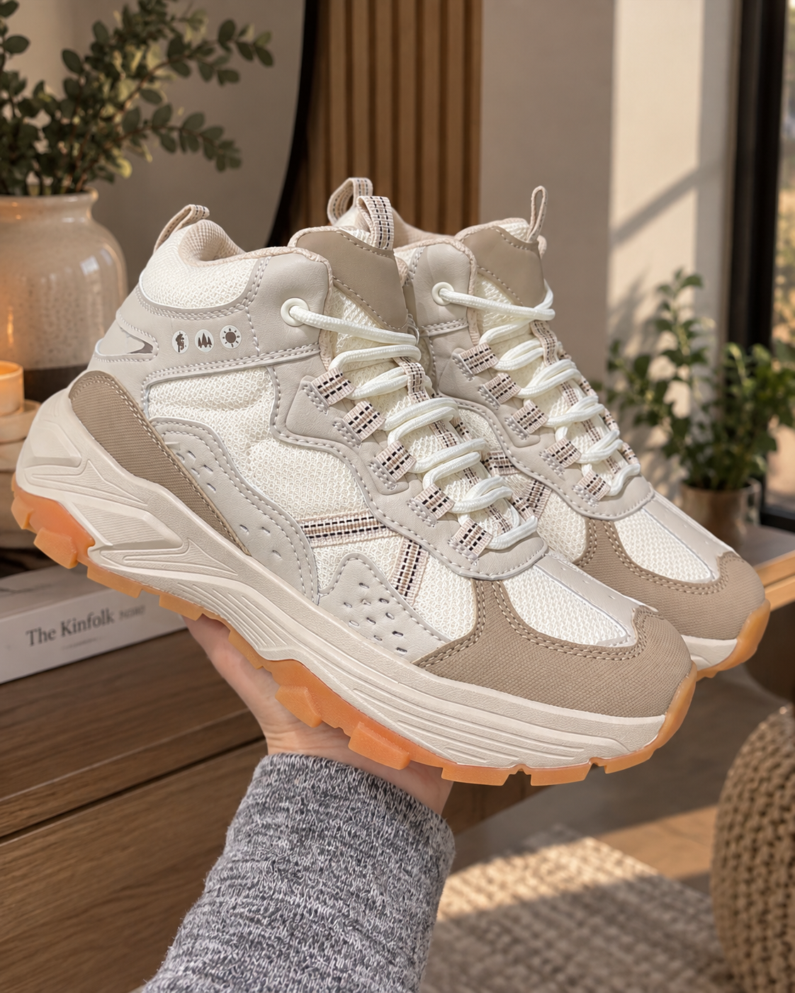 Botines Montaña Trekking acolchados y anti sudor (Beige)⛰️🤎