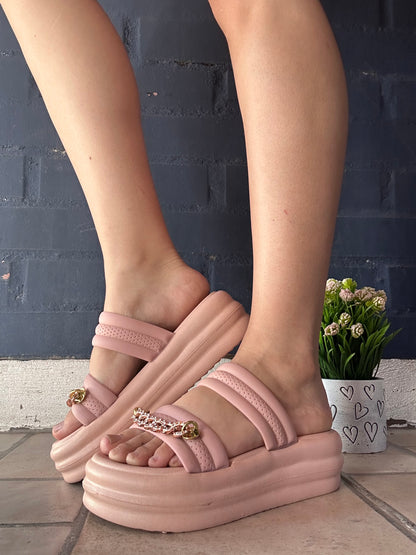 SANDALIAS CADENA ROSA PALO💗