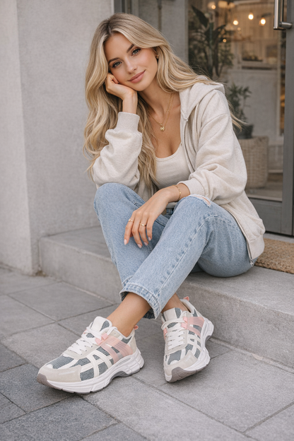 ZAPATILLAS GRIS CON ROSA