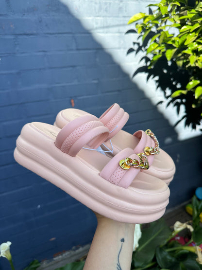 SANDALIAS CADENA ROSA PALO💗