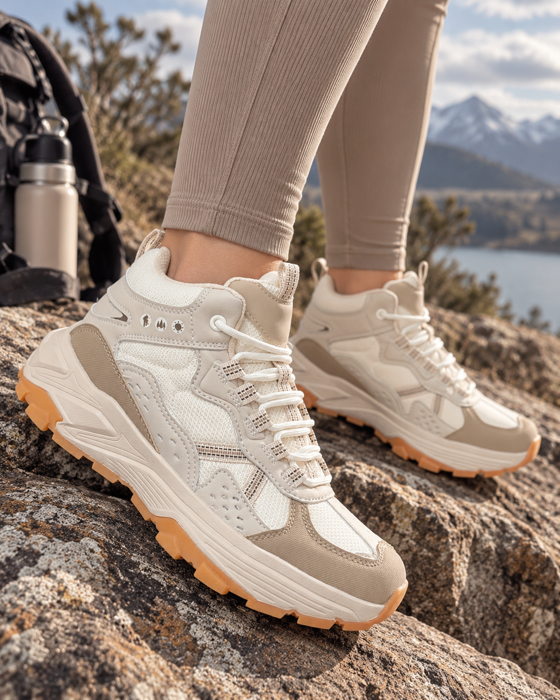 Botines Montaña Trekking acolchados y anti sudor (Beige)⛰️🤎