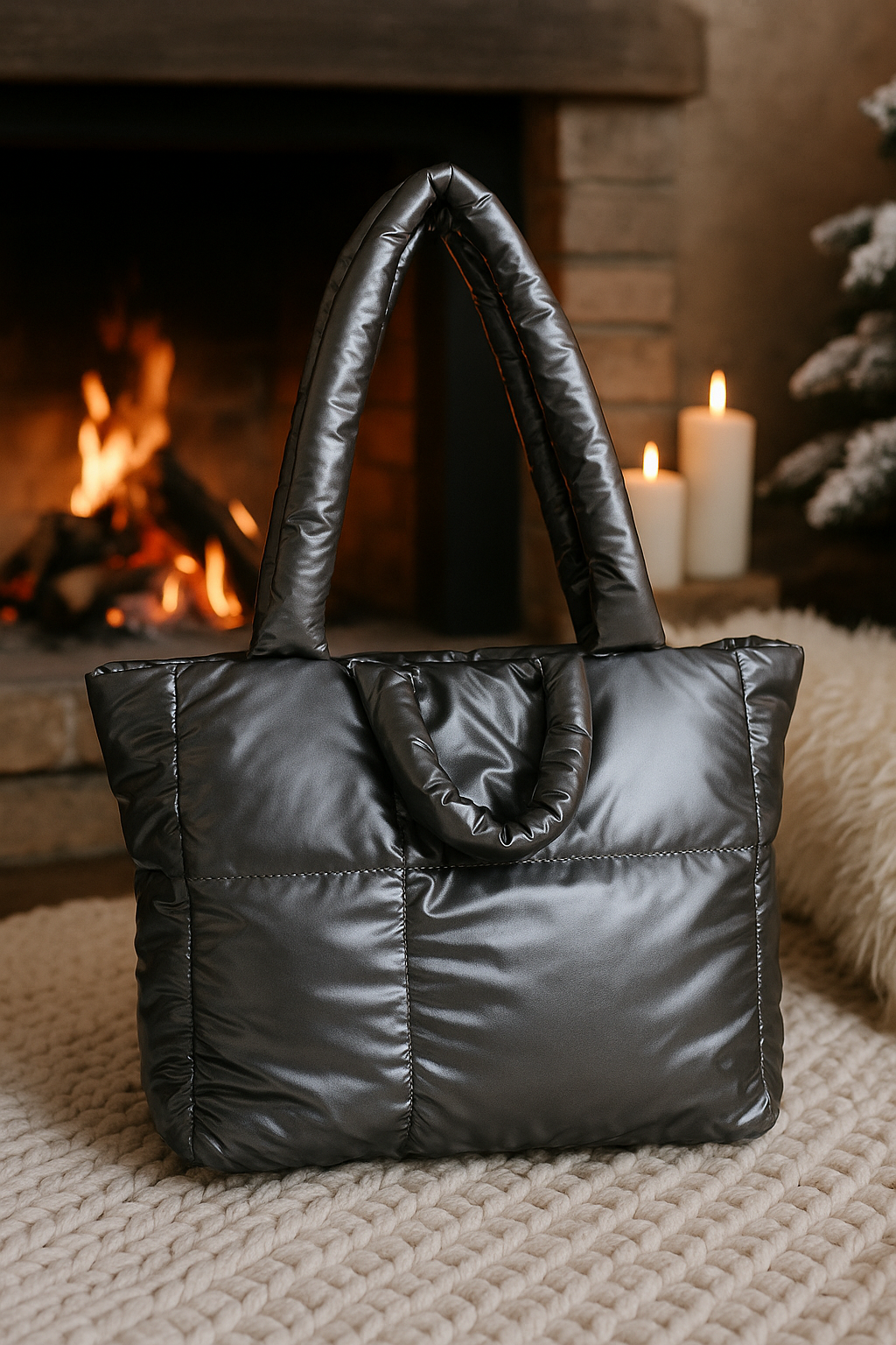 BOLSO IMPERMEABLE 🌧️TAMAÑO MEDIANO👜 GRIS METÁLICO