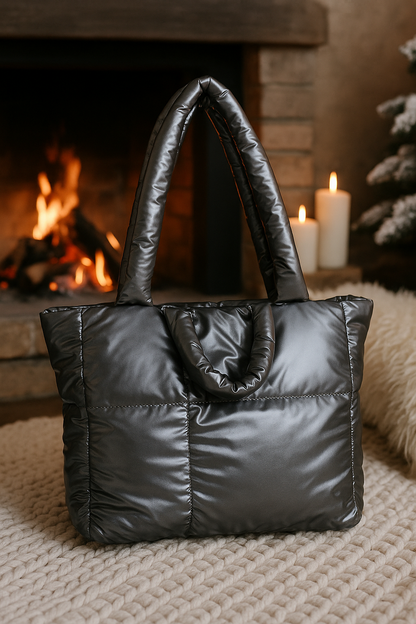 BOLSO IMPERMEABLE 🌧️TAMAÑO MEDIANO👜 GRIS METÁLICO