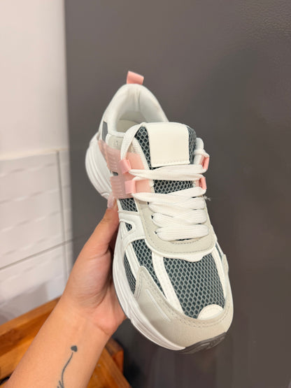 ZAPATILLAS GRIS CON ROSA