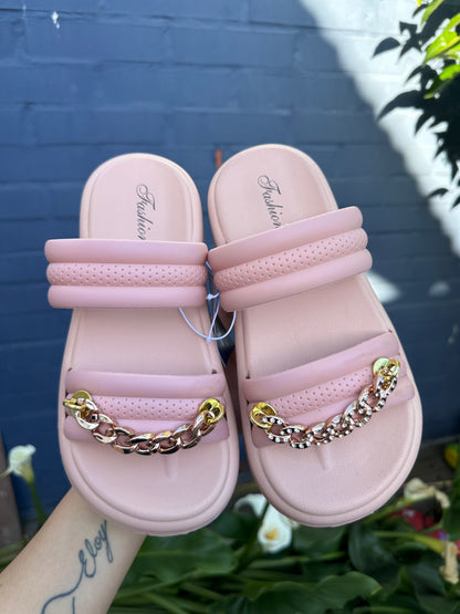 SANDALIAS CADENA ROSA PALO💗