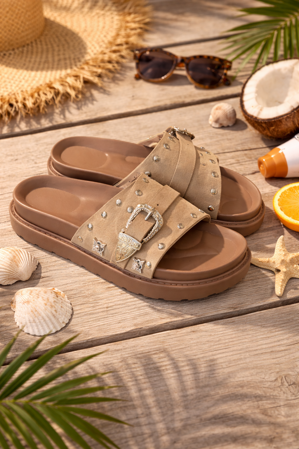 SANDALIAS CAMILA BEIGE O CAFÉ CLARO