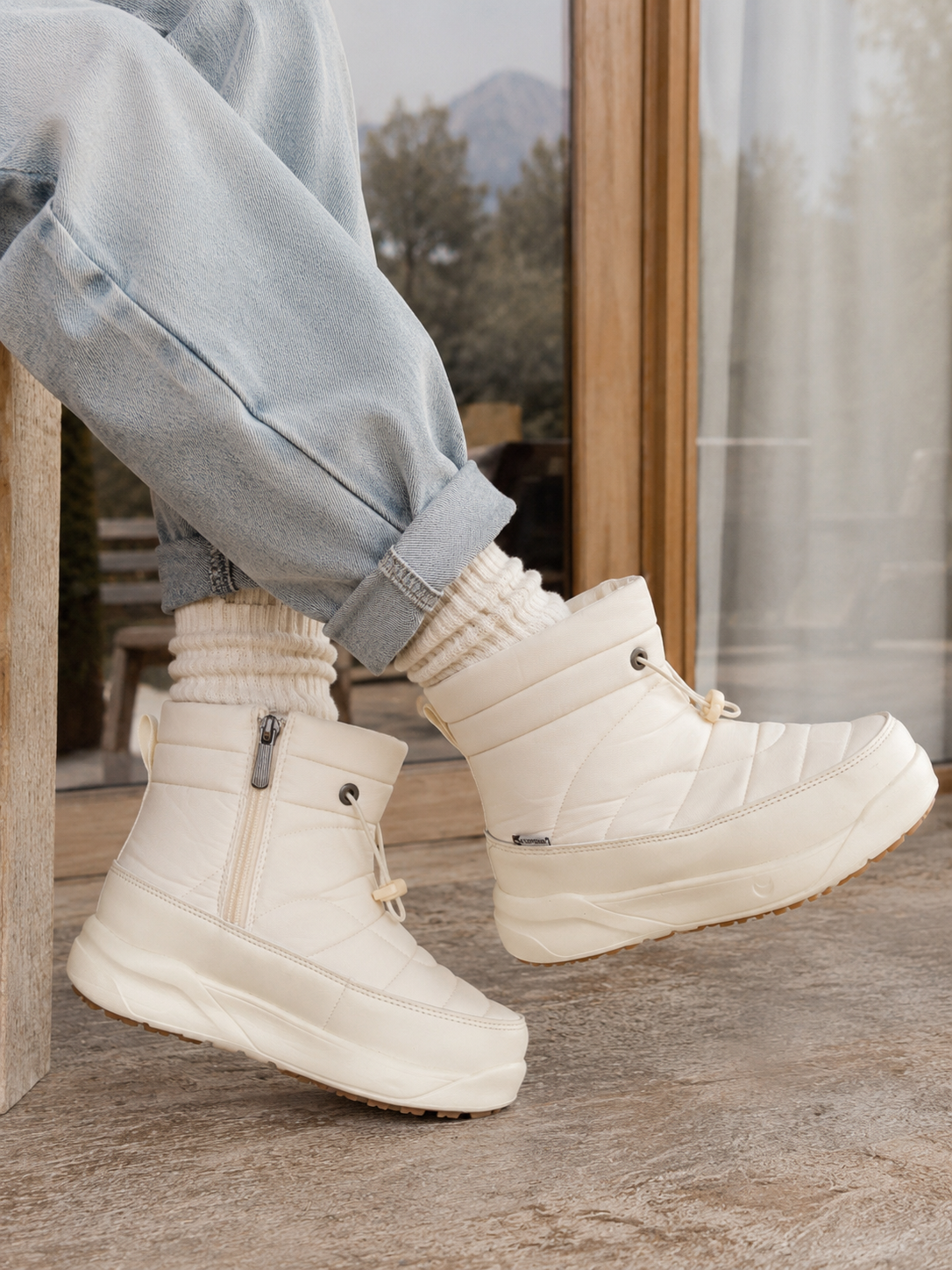 BOTINES WATERPROOF💦(Desliza el agua) Forrados (Beige)