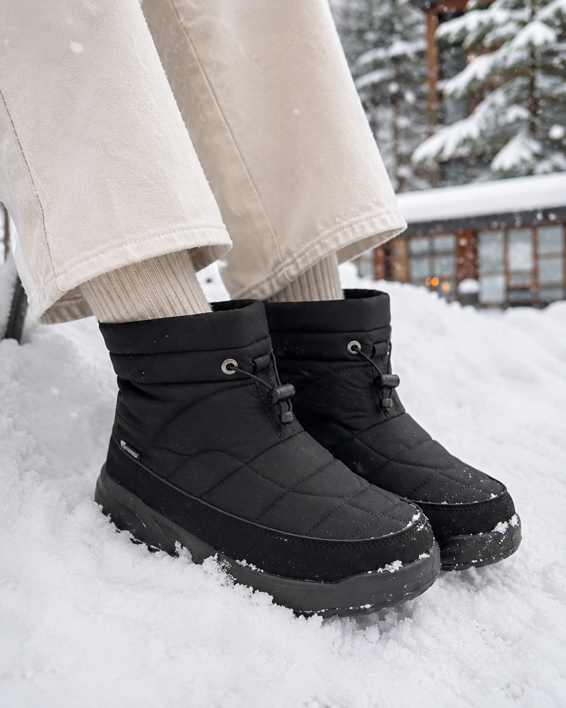 BOTINES WATERPROOF💦(Desliza el agua) Forrados (Negro)