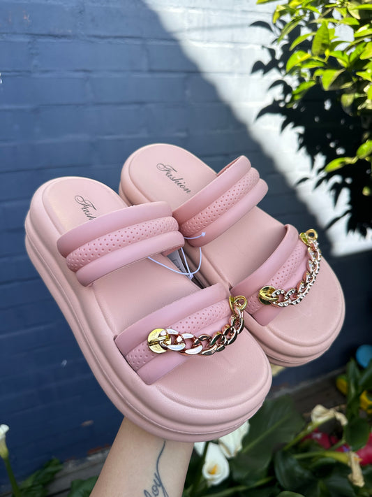 SANDALIAS CADENA ROSA PALO💗