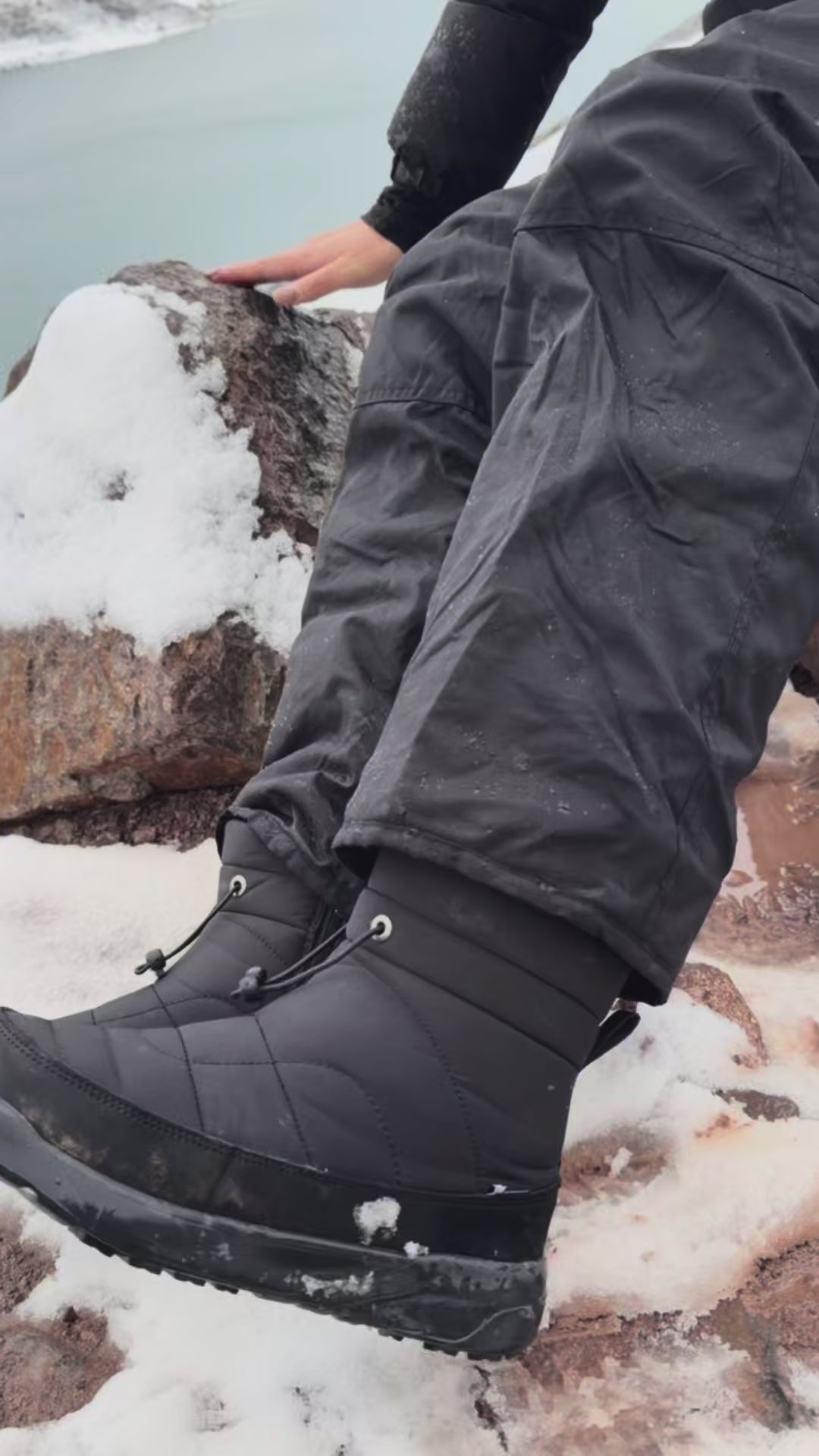 BOTINES WATERPROOF💦(Desliza el agua) Forrados (Negro)